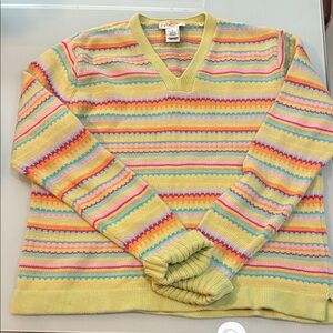 Colorful striped thick cotton  V-Neck spring summer Sweater Talbots
